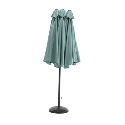 14.8 Ft Double Sided Outdoor Umbrella Rectangular Large with Crank (Light Green)