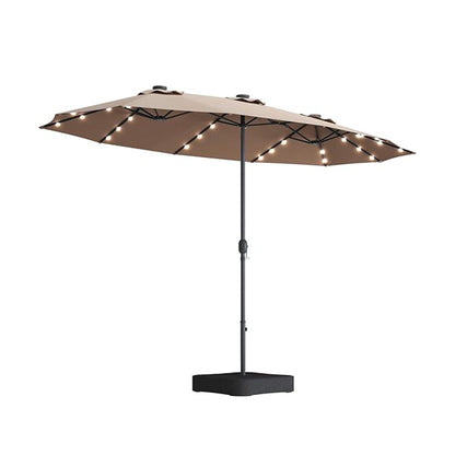 Double-Sided Outdoor Market Umbrella With Lights And Base
