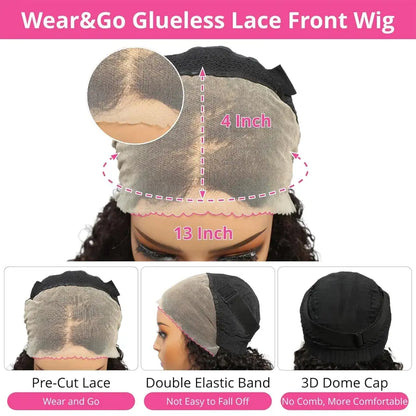13x4 Glueless Kinky Straight Bob Wig | Ready-to-Wear | Brazilian Remy Hair | 100% Human Hair