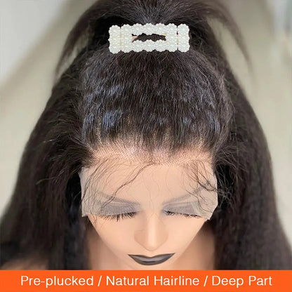 13x4 Kinky Straight Lace Front Wig | Glueless | Brazilian Virgin Hair | Pre-Plucked with Baby Hair