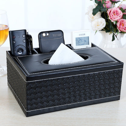 Multifunctional leather tissue box
