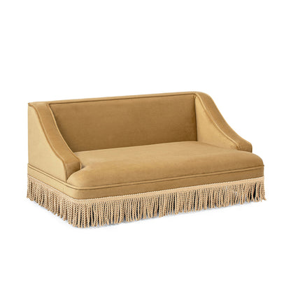Duchess 33' Medium Princess Pet Bed Sofa with Fringe Skirt, Gold Yellow Performance Velvet