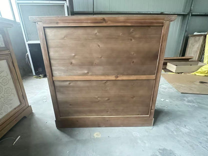 Rustic Vintage Accent Cabinet with Carved Floral Panels