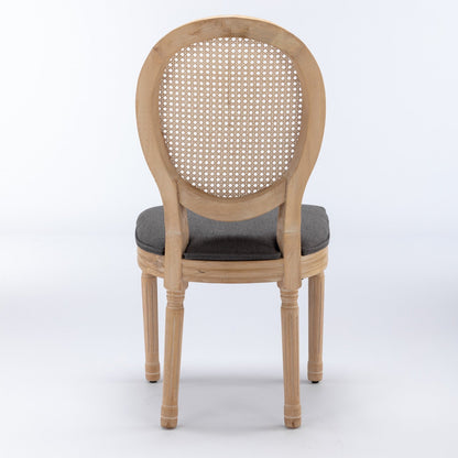 A&A Furniture French Style Solid Wood Frame Dining Chair Set of 2 - Gray