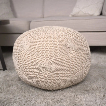 Bordeaux Knitted Cotton Round Pouf