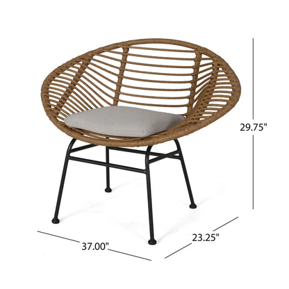 Cordella Outdoor Woven Wicker Chairs with Cushions Set of 2