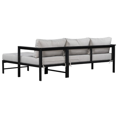 U_style Outdoor L-Shaped Sofa with Iron Frame and Ultra-Thick Cushions