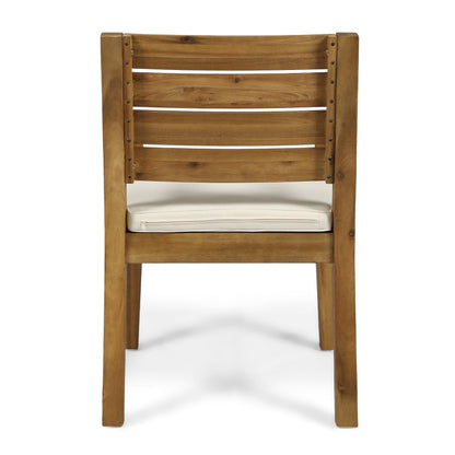 Outdoor 6-Seater Acacia Wood Expandable Dining Set with Cushions