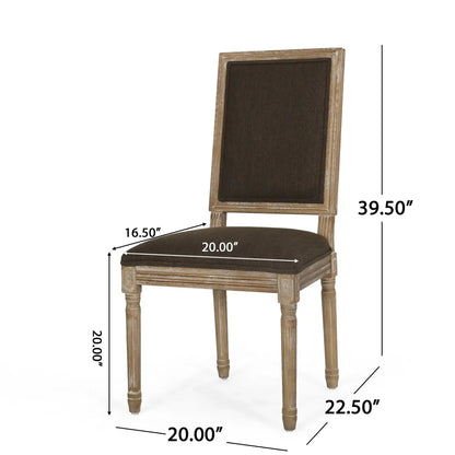 French Country Style Dining Chair with Upholstered Seating and Fluted Legs