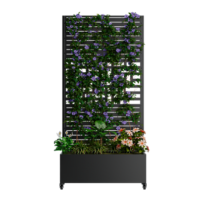 Metal Planter Box with Trellis, 73"x35"x16" Raised Garden Bed