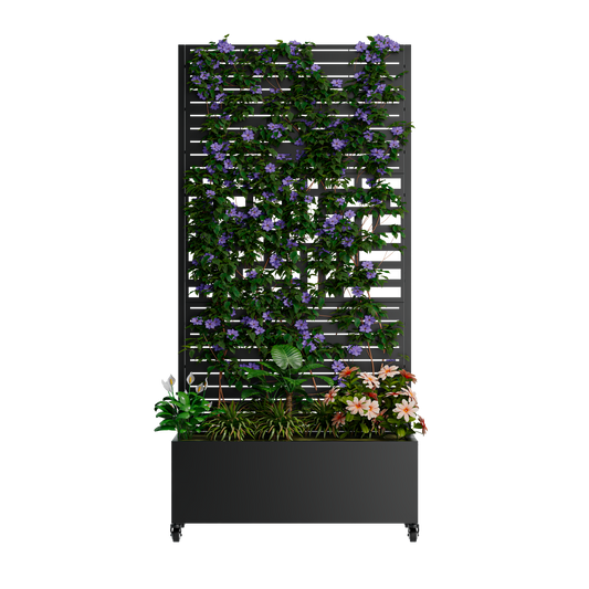 Metal Planter Box with Trellis, 73"x35"x16" Raised Garden Bed
