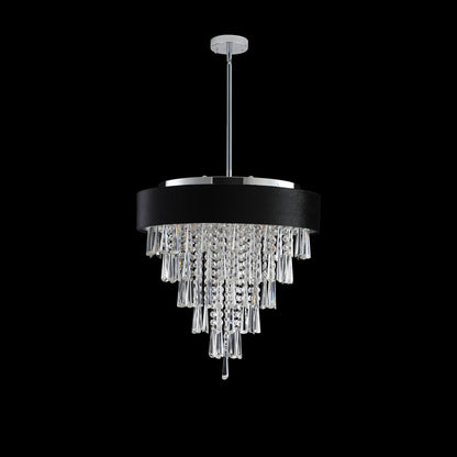 18-inch Modern Crystal Chandelier with Black Velvet Shade