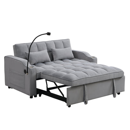 Modern Velvet Loveseat Futon Sofa Couch with Pullout Bed