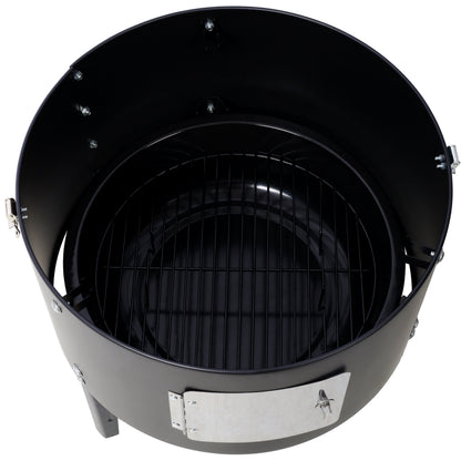 17 Inch Steel Charcoal Smoker Heavy Duty Round BBQ Grill Black