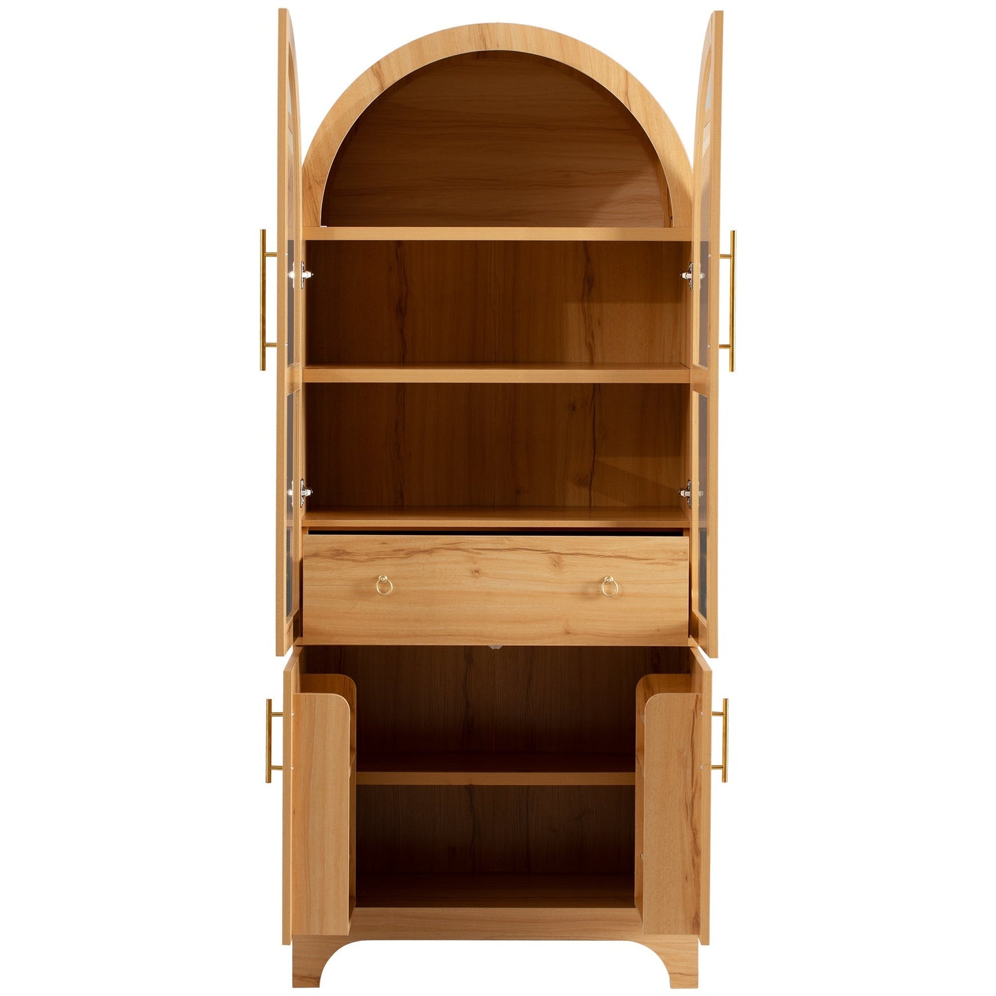 K&K 71' Tall Arched Kitchen Pantry Cabinet with Adjustable Shelves