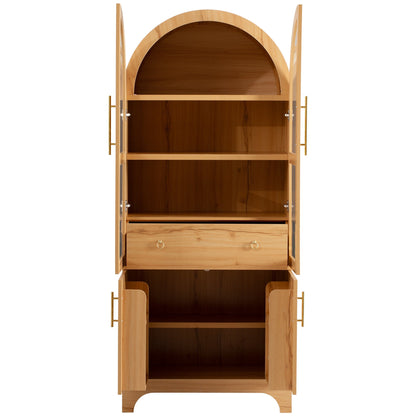 K&K 71' Tall Arched Kitchen Pantry Cabinet with Adjustable Shelves