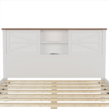 3-Piece Full Size Farmhouse Platform Bed Set with Storage