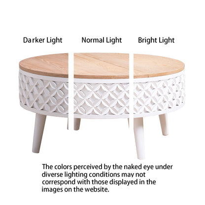 Round Coffee Table with Lift-Top Storage