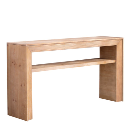 Rustic Solid Wood Console Table with Storage Shelf