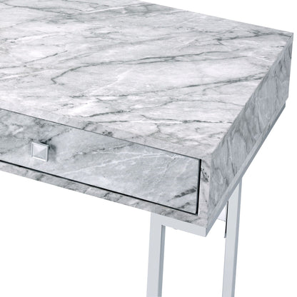 Tigress Printed Faux Marble Top Writing Desk - White