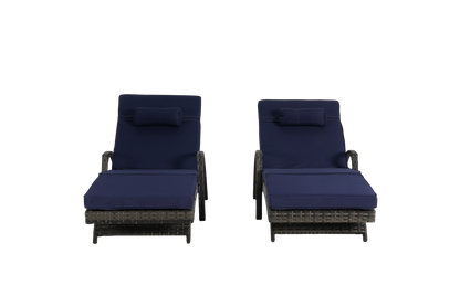 Outdoor Wicker Reclining Chair Set of 2 with Cushions