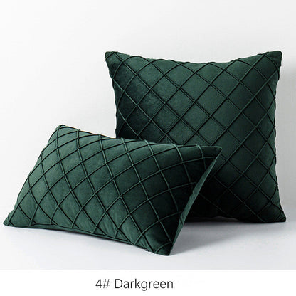 Diamond plaid velvet pillowcase