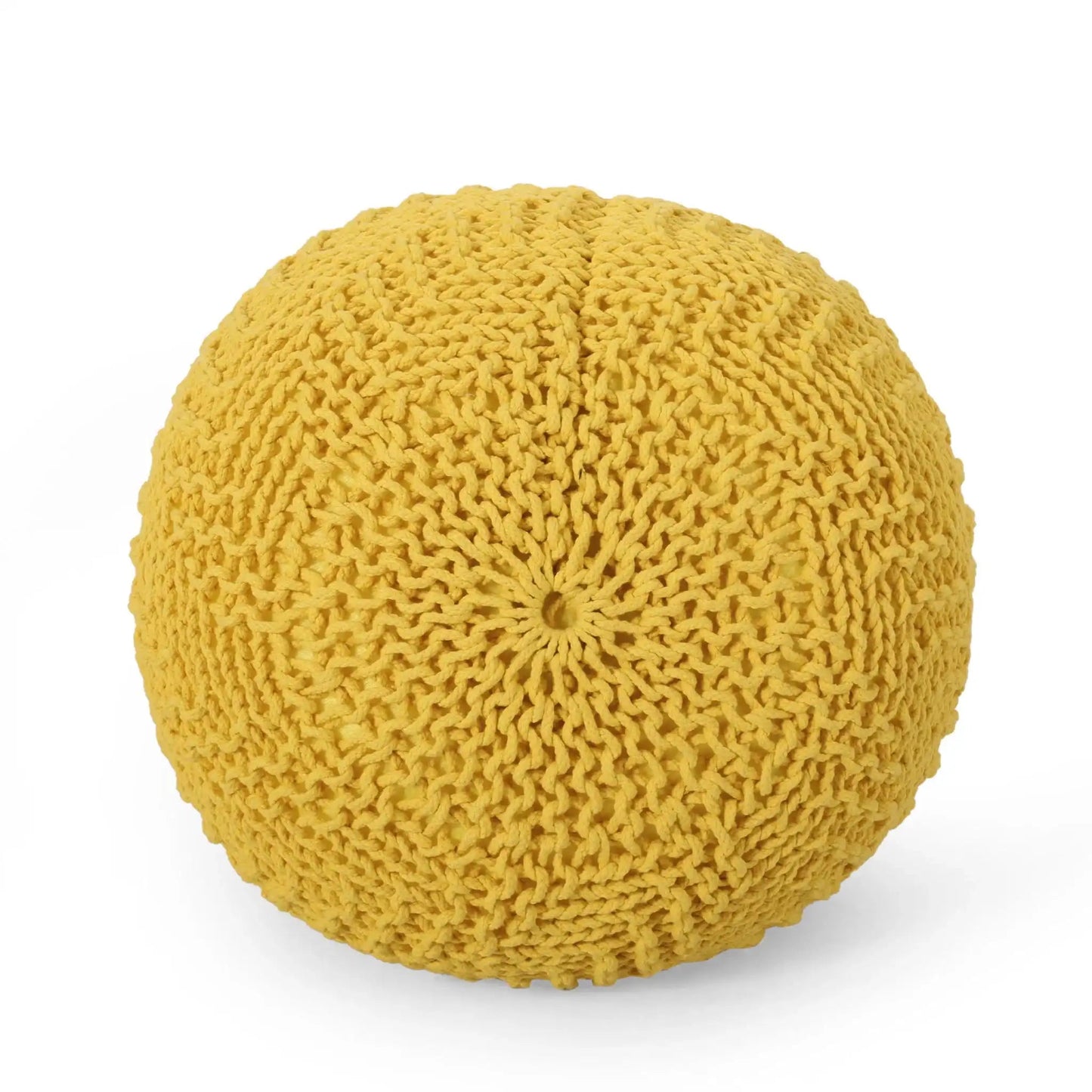 Bordeaux Knitted Cotton Round Pouf Ottoman