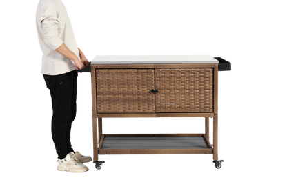 Outdoor Wicker Bar Cart