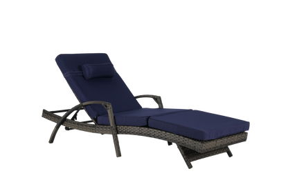 Outdoor Wicker Reclining Chair Set of 2 with Cushions