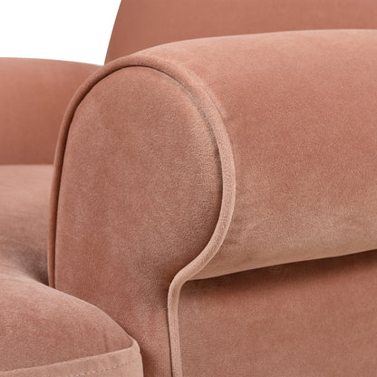 Alana 38" Lawson Accent Arm Chair Metal Casters Peach Orange Velvet
