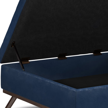 Owen Square Coffee Table Storage Ottoman - Distressed Dark Blue