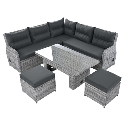Outdoor Furniture Set Patio Rattan with Recliners and Tables