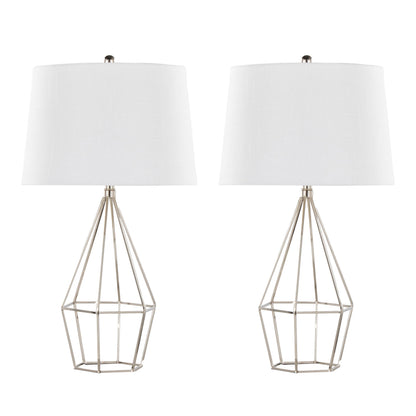 Diana 29" Contemporary Metal Table Lamp Set in Polished Nickel