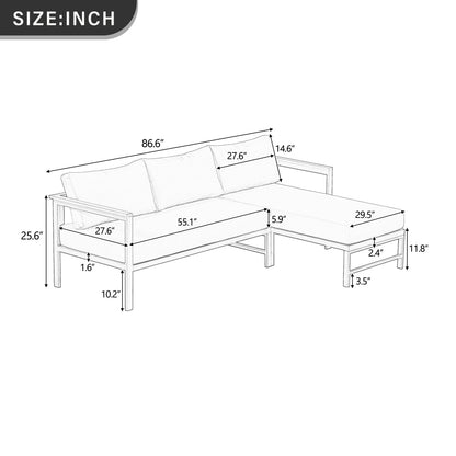 U_style Outdoor L-Shaped Sofa with Iron Frame and Ultra-Thick Cushions