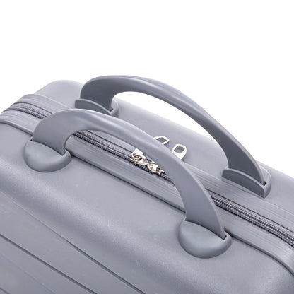 4-Piece PP Spinner Wheel Luggage Set with Cosmetic Case, Light Gray