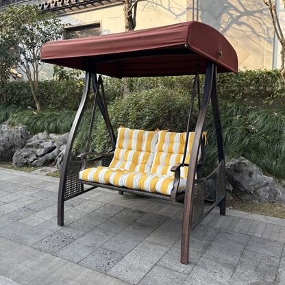 2-Piece High Back Patio Chair Cushion Set, Yellow/White