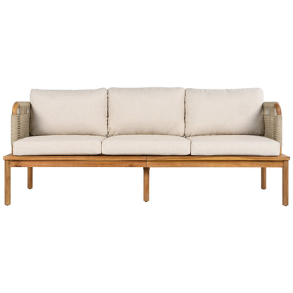 Outdoor 4-piece Acacia Wood and Rope Patio Sofa Set