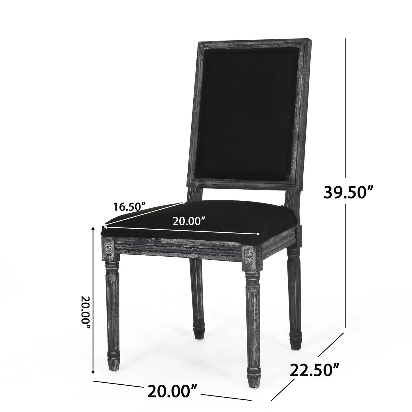 French Country Style Dining Chair with Upholstered Seating and Fluted Legs