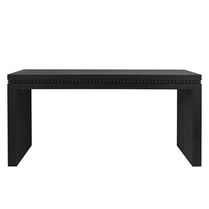 64in Modern Black Wood Console Table – Elegant Entryway Table with Decorative Beaded Trim