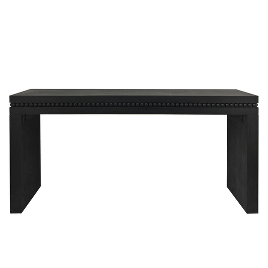 64in Modern Black Wood Console Table – Elegant Entryway Table with Decorative Beaded Trim