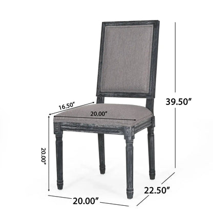 French Country Style Dining Chair with Upholstered Seating and Fluted Legs