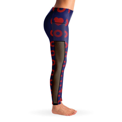 Fishman Donuts and Heart Premium Mesh Pocket Yoga Leggings | Phish Band | Black Trim