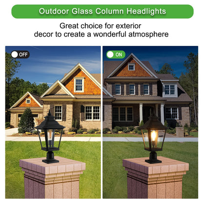 21' Outdoor Post Lantern Light 2-Pack – Vintage Black Metal & Clear Glass