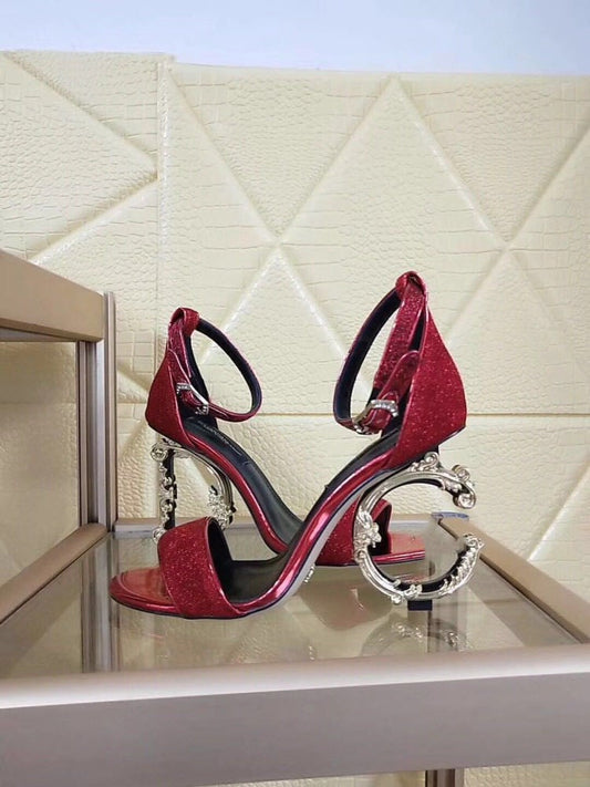 2020 New Metal Letter High Heel Sandals for Women