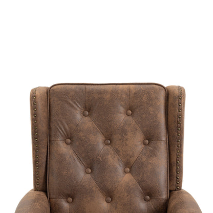 Modern Coffee Wood Frame Armchair with Microsuede Upholstery