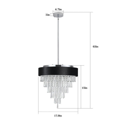 18-inch Modern Crystal Chandelier with Black Velvet Shade