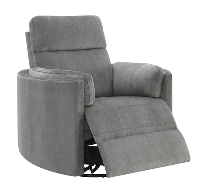 Sagen Charcoal Chenille Glider Recliner with Swivel