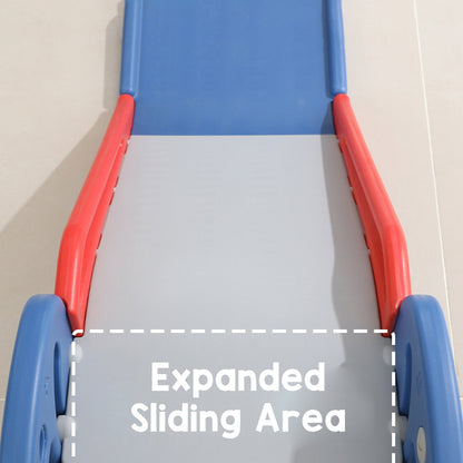 Toddler Indoor Slide For 0 To 3 Years Old Easy Assembly Dinosaur Shape Foldable Slide With Basketball Hoop Stairs Blue