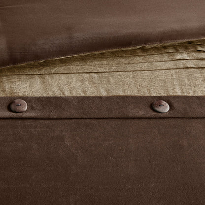 7 Piece Faux Suede Comforter Set Brown California King