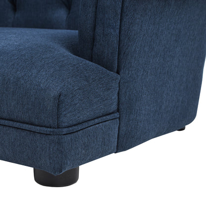 Kiki 36.5' Chesterfield Dog Sofa Bed, Medium, Pacific Blue Stain Resistant High Performance Polyester
